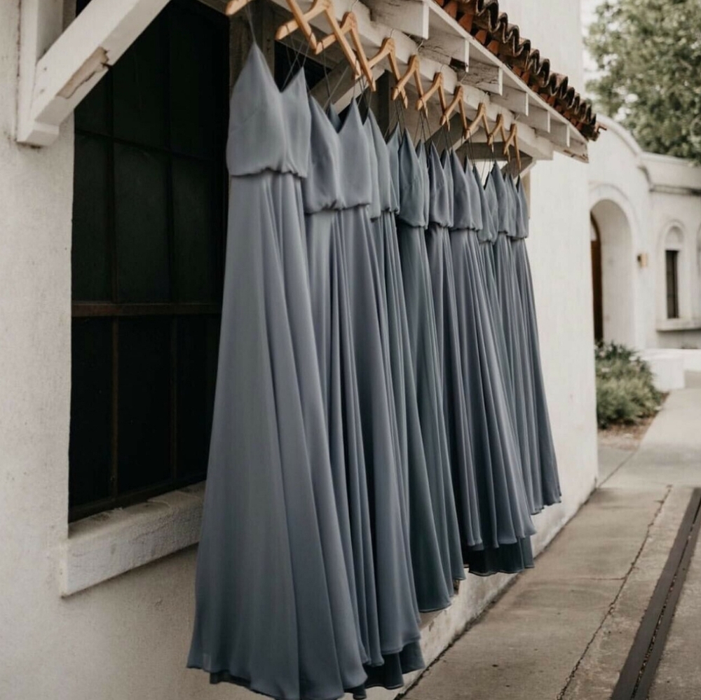 NWT Jenny Yoo BHLND Inesse Storm Gray Maxi Dress